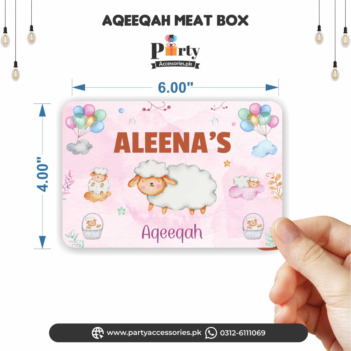 Aqeeqa celebration | Meat box sticker labels for girl Aqiqah