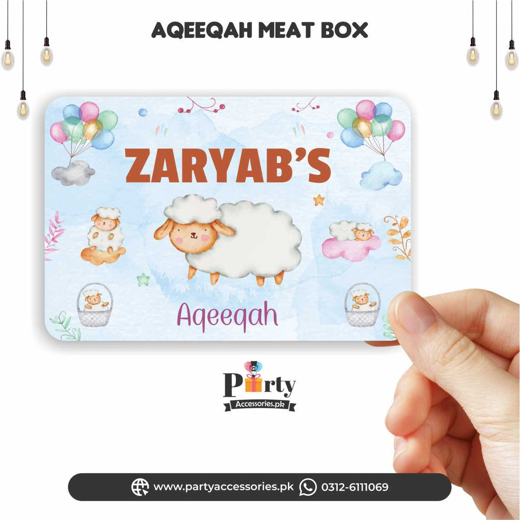 Aqeeqa celebration | Meat box sticker labels for boy Aqiqah