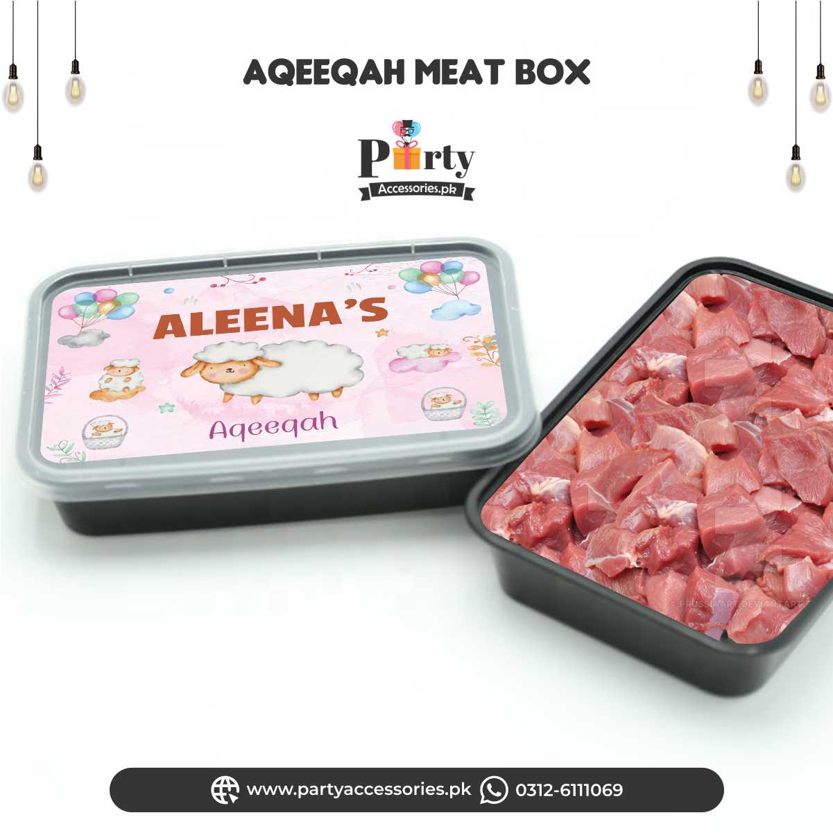 Aqeeqa celebration | Customized Meat boxes | 6 pcs for girl Aqiqah