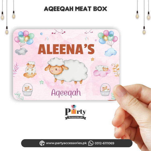 Aqeeqa celebration | Meat box sticker labels for girl Aqiqah