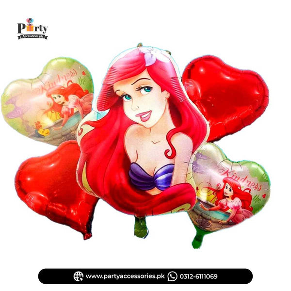 Ariel Princess Shape Birthday Exclusive Foil Balloons Set of 5 pcs