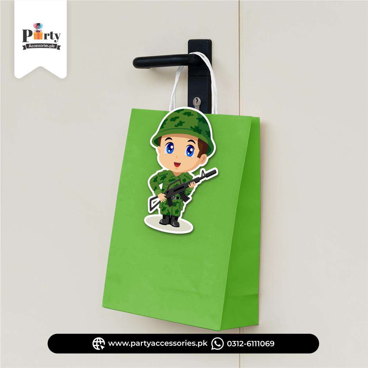 Birthday Cutout Goody Bags | Premium Party Favors Army Soldiers Theme 