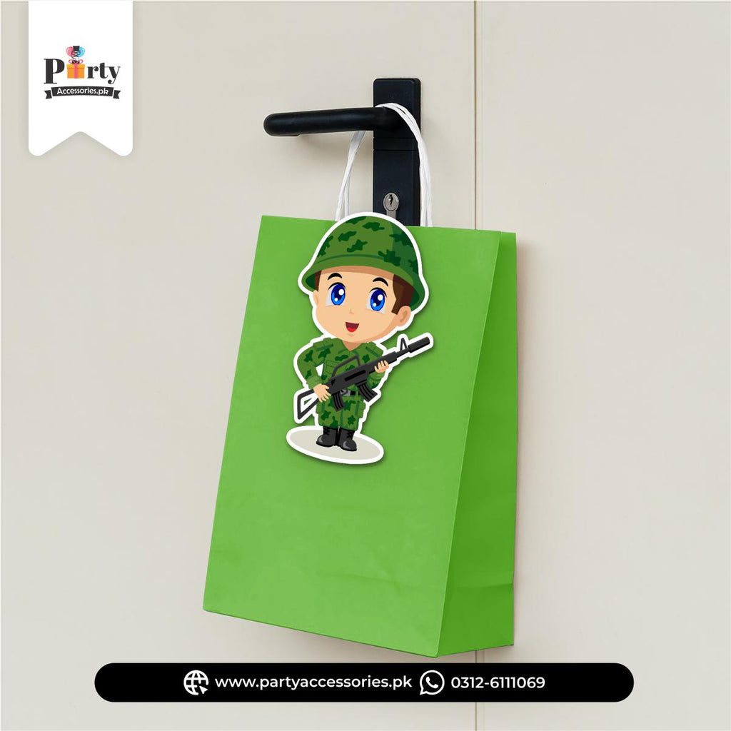 Birthday Cutout Goody Bags | Premium Party Favors Army Soldiers Theme 