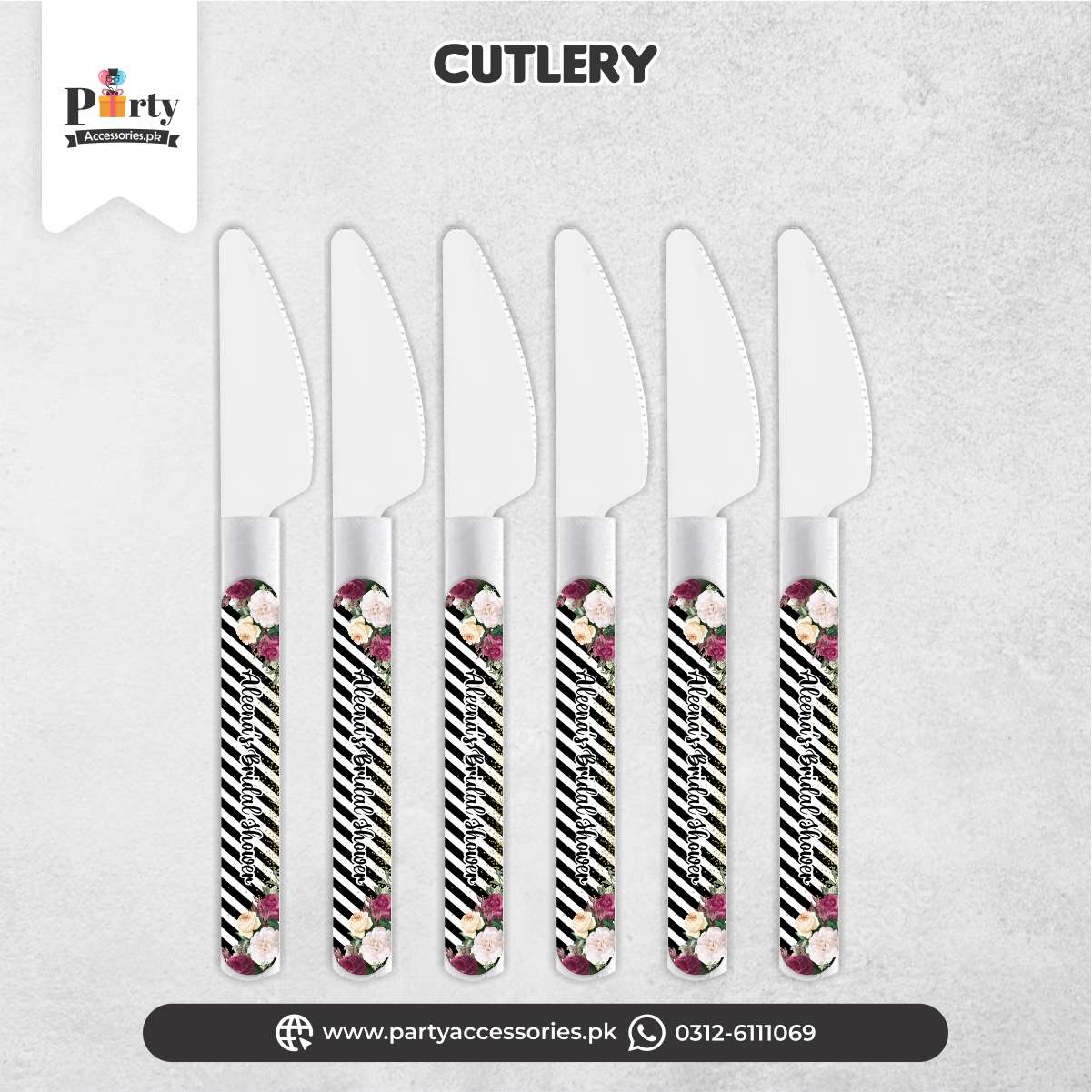 customized knives in bridal shower theme