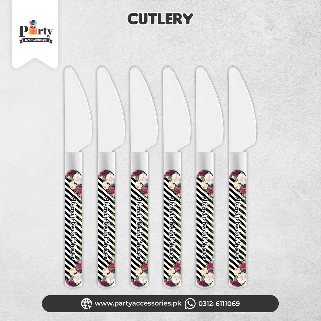 customized knives in bridal shower theme