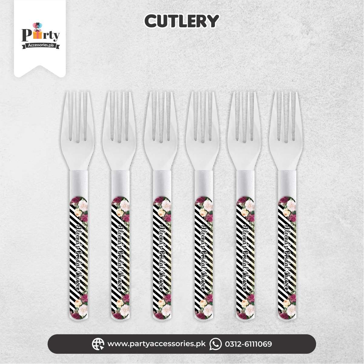 bridal shower customized forks in black color