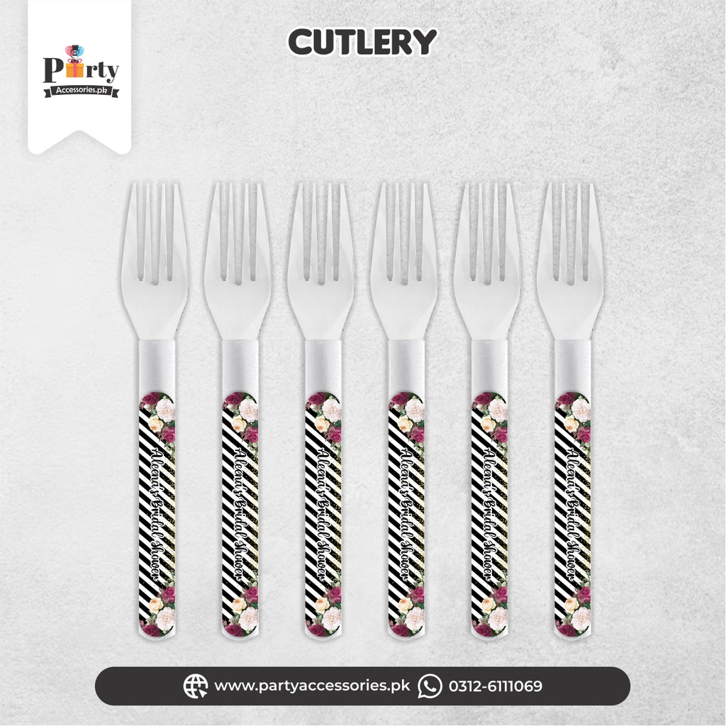 bridal shower customized forks in black color