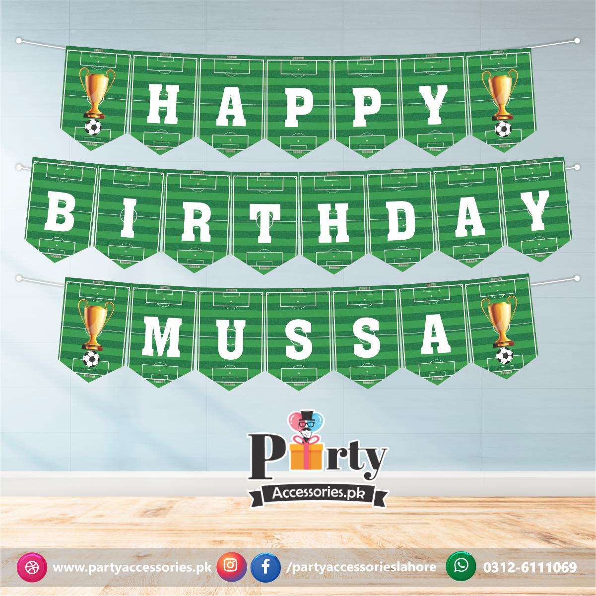 Customized Bunting banner in soccer football theme with cutouts