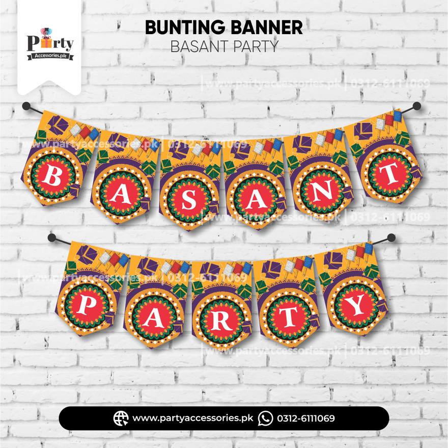 Basant Party Wall Decoration Bunting Banner