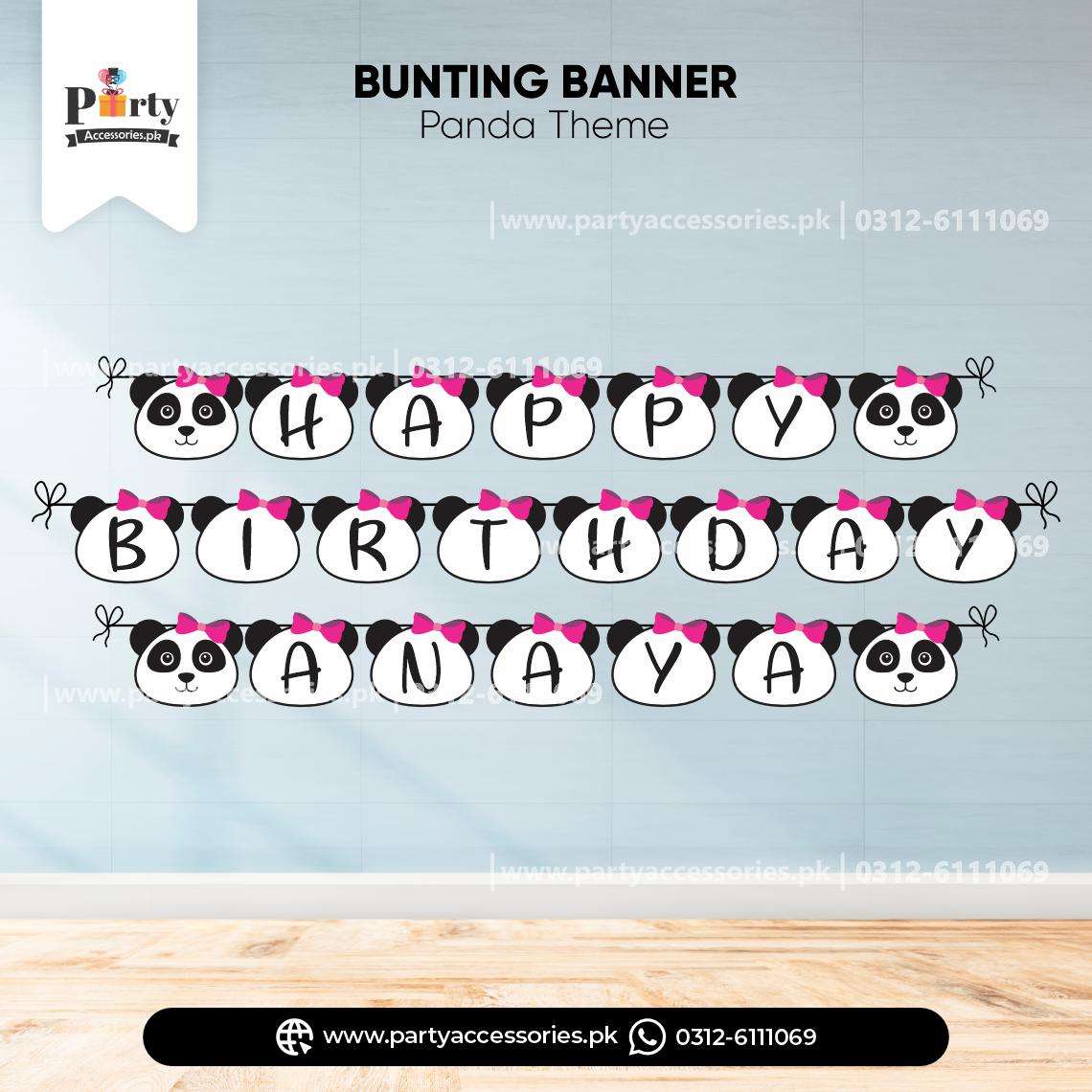 Happy birthday wall bunting banner for wall decoration in Panda girl theme