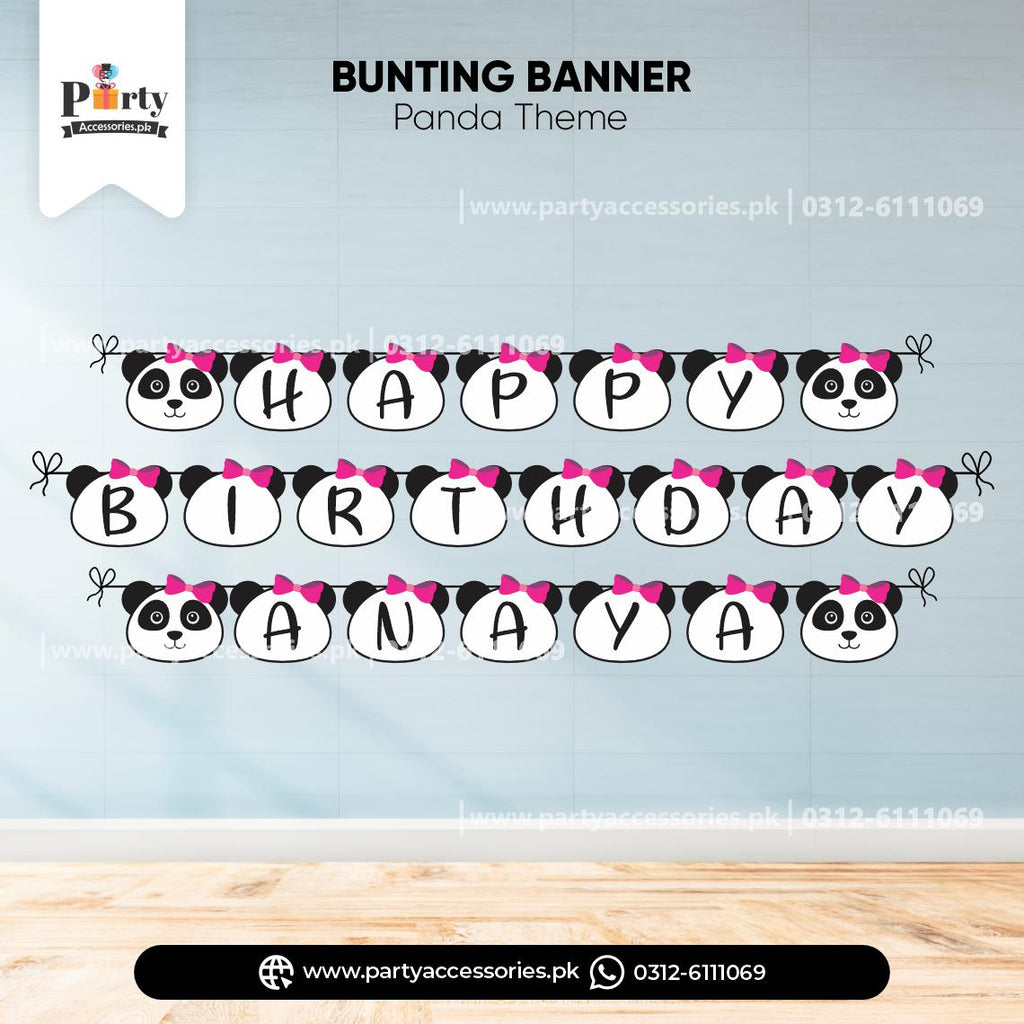 Happy birthday wall bunting banner for wall decoration in Panda girl theme