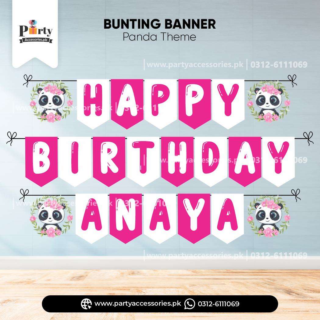 Panda Girl Theme Birthday Bunting Banner for Wall Decoration