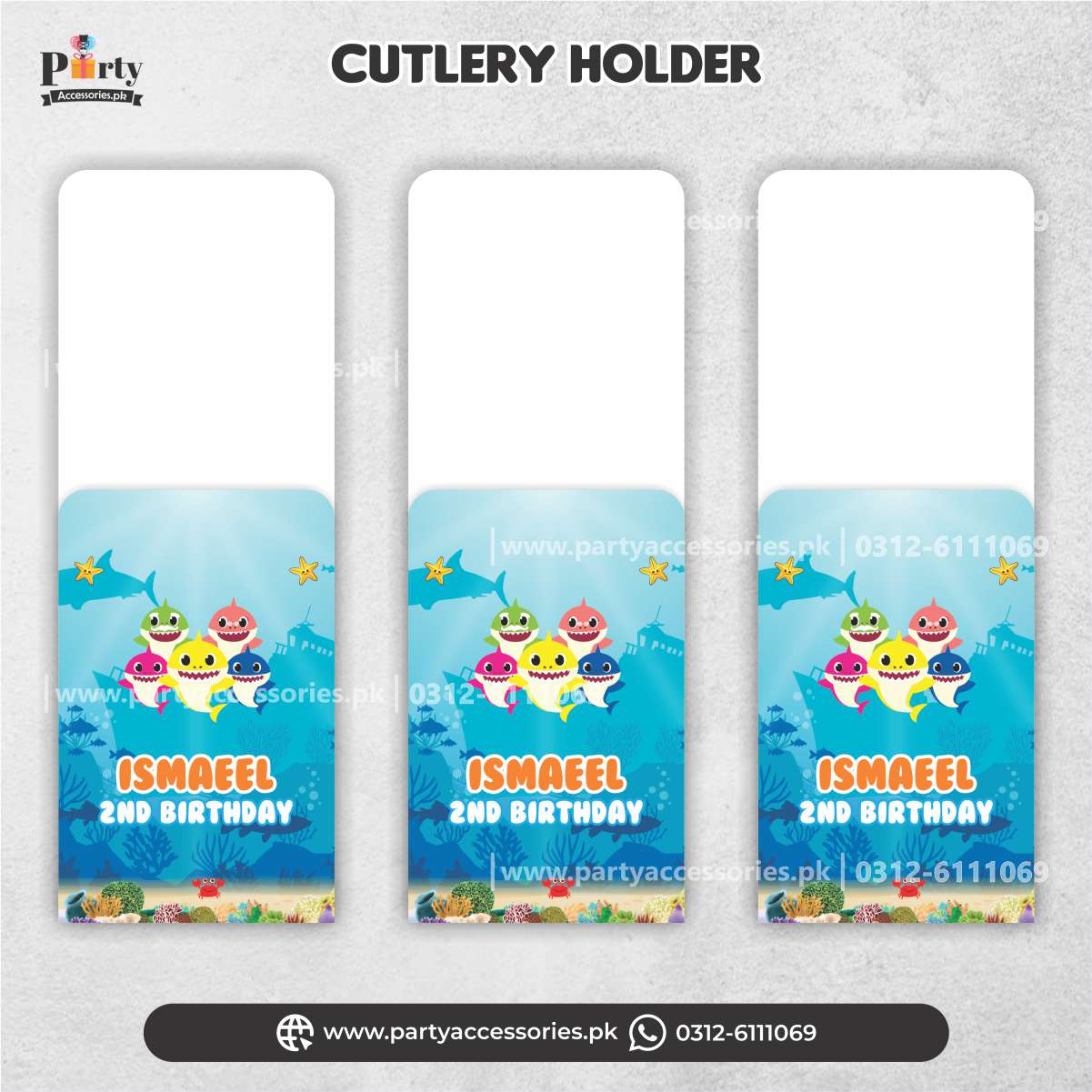 Baby shark theme cutlery holders 