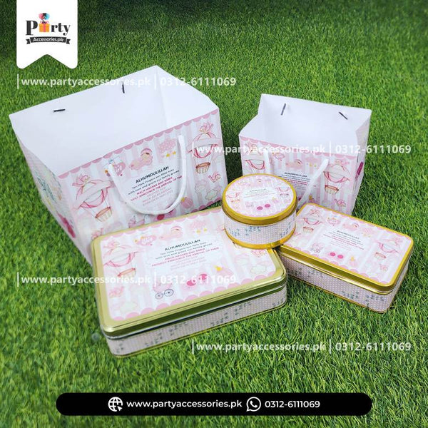 Baby Announcement Sweet Boxes | It's a Girl Methai Boxes | Customized Tin Boxes with Carry Bags