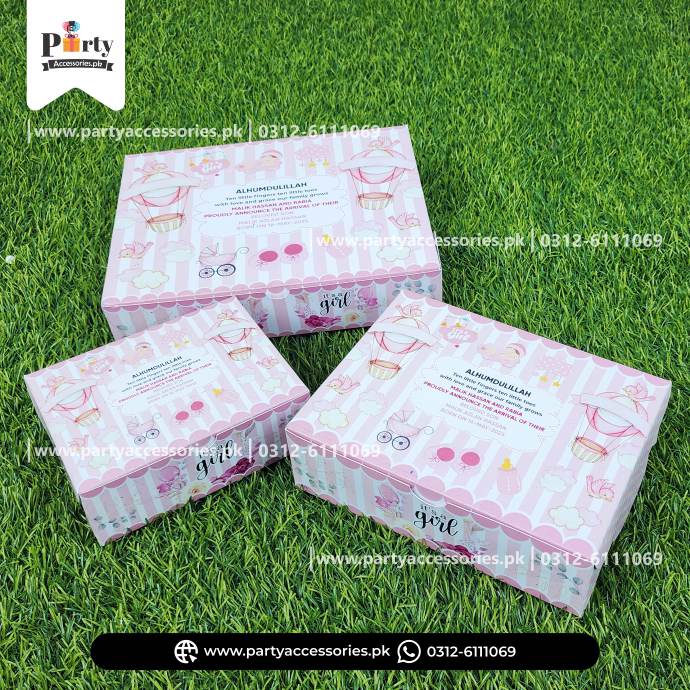 Baby Girl Birth Announcement Boxes | It's a Girl Sweet Boxes | Personalized Methai Boxes