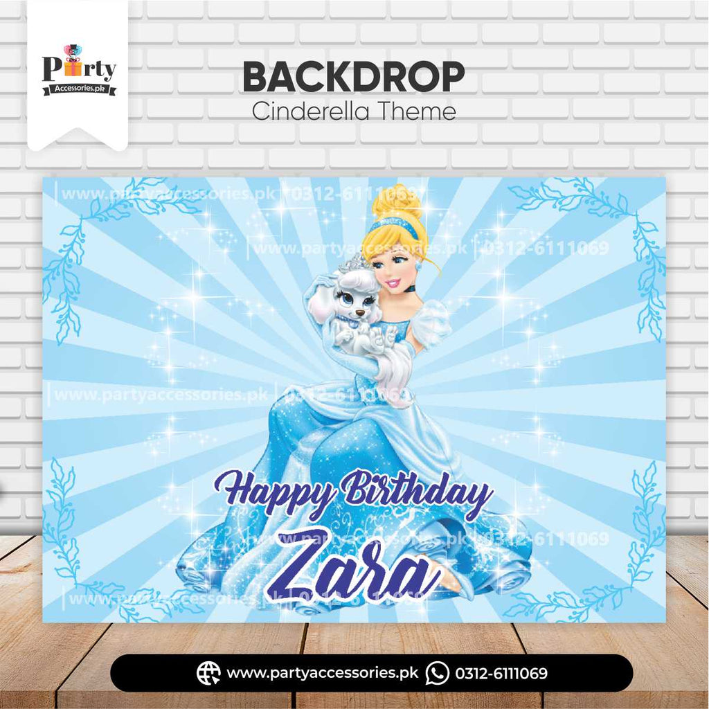 Happy birthday customized backdrop in cinderella theme 