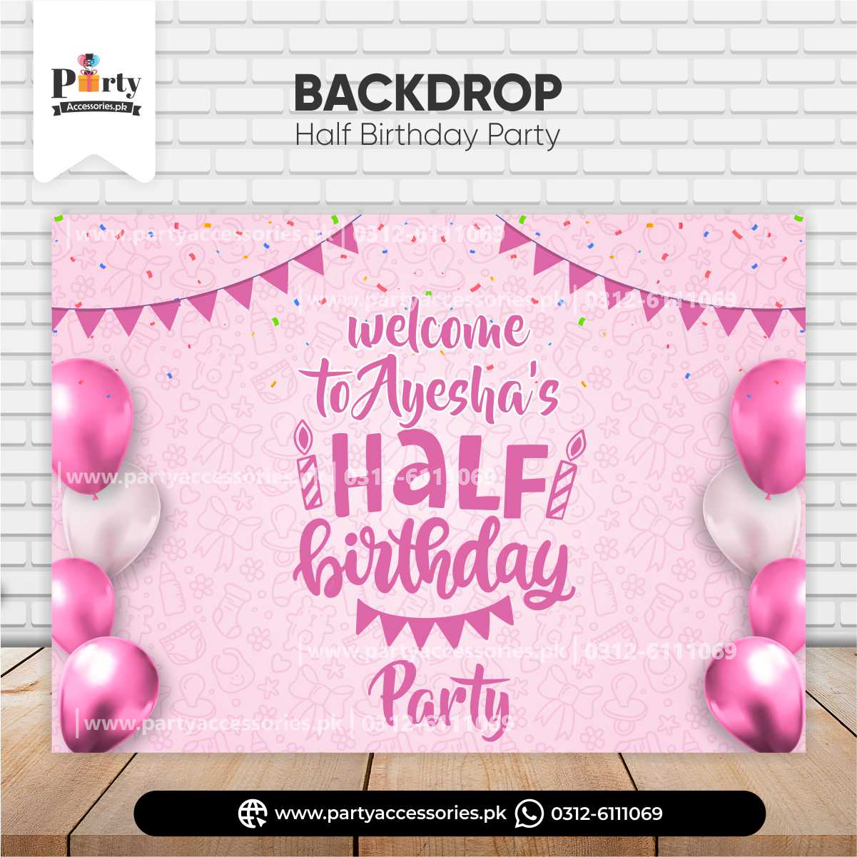 half birthday customized birthday backdrop 