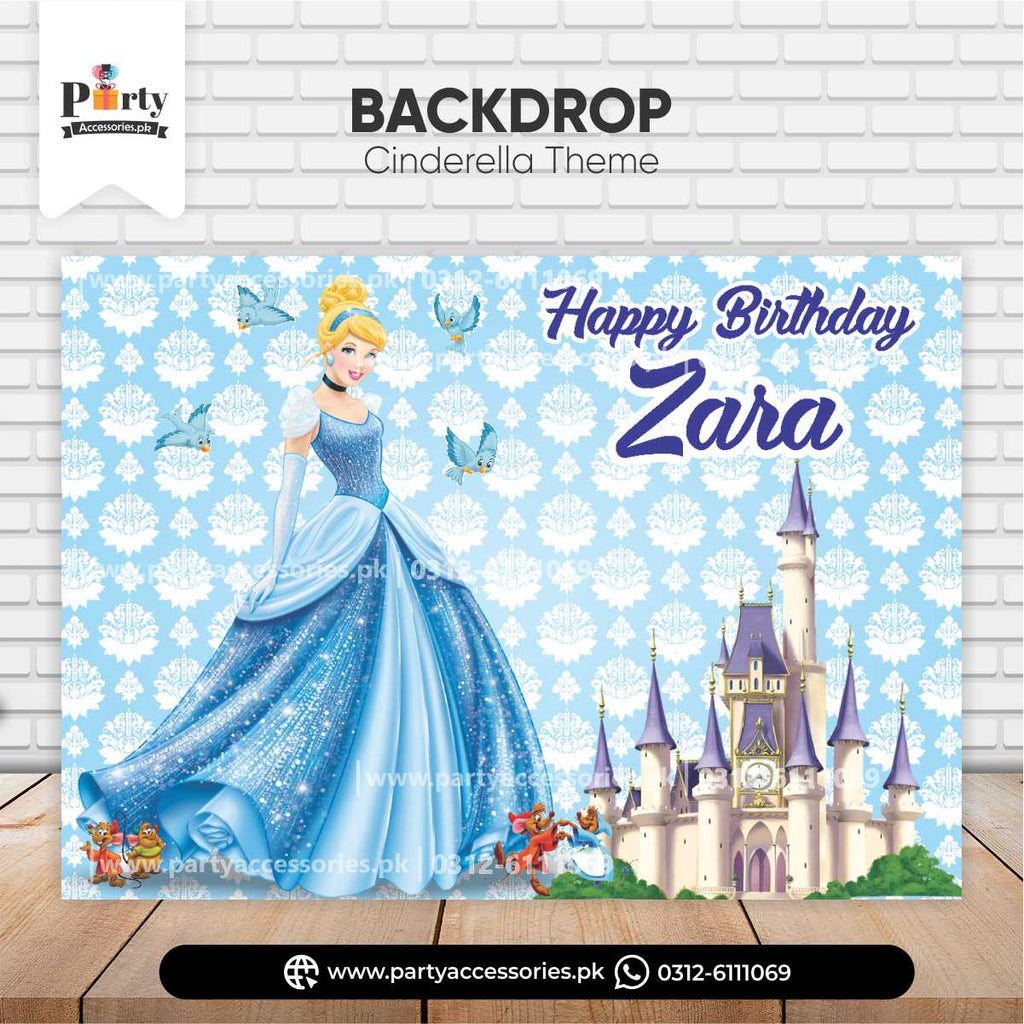 Cinderella theme customized backdrop for birthday party wall decoration