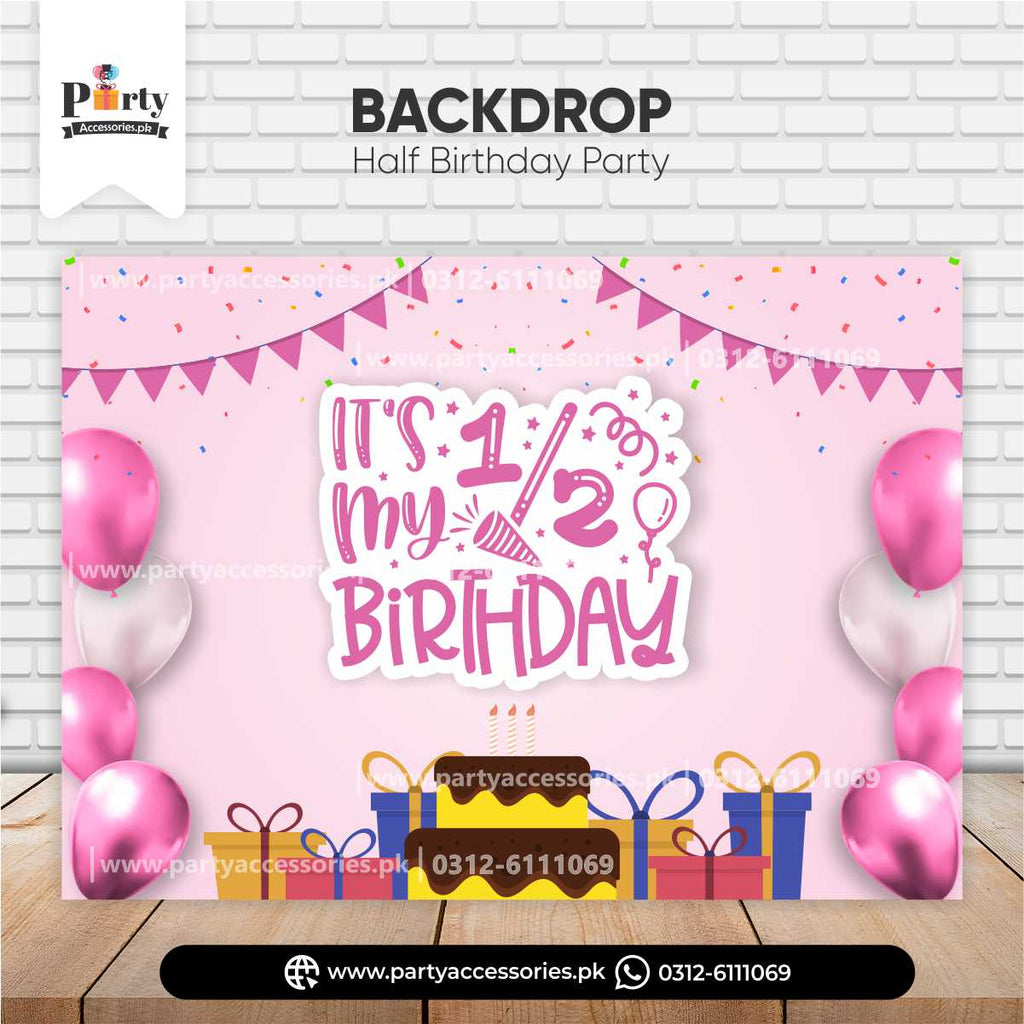 half birthday theme party backdrop 