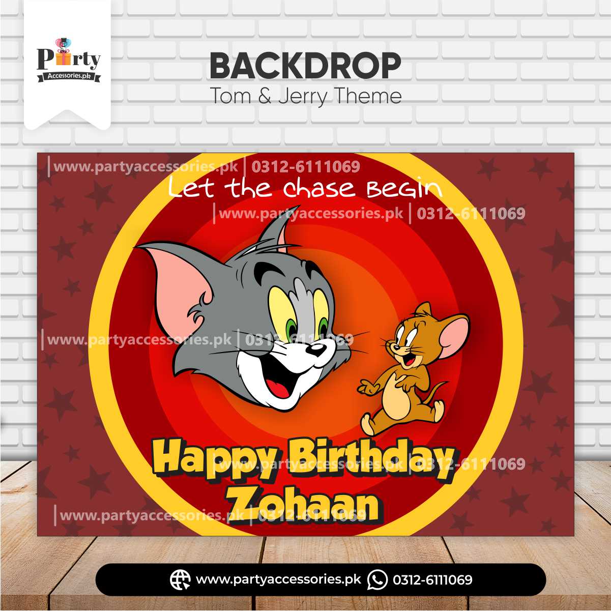 tom and jerry theme birthday party backdrop 