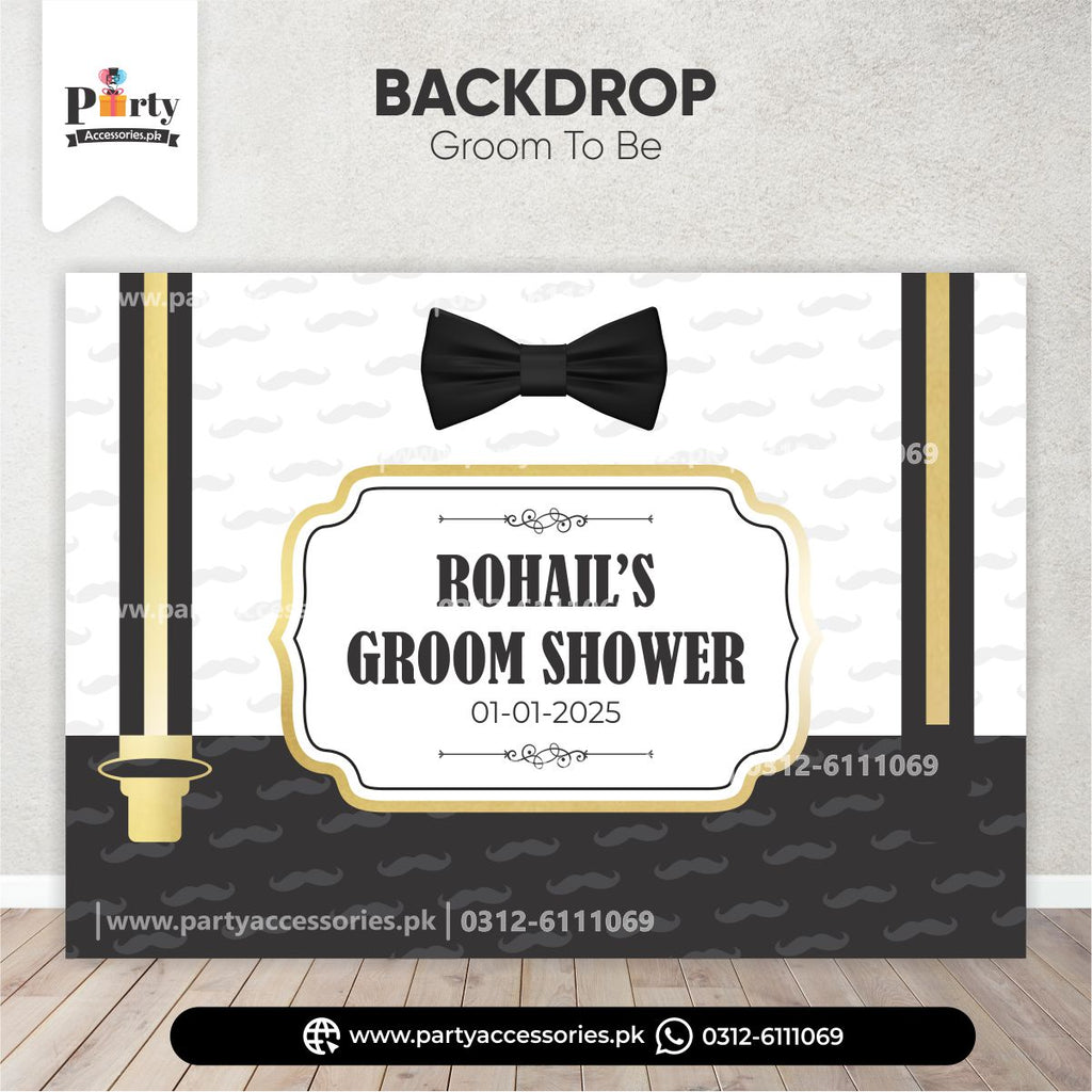 groom shower party customized backdrop 