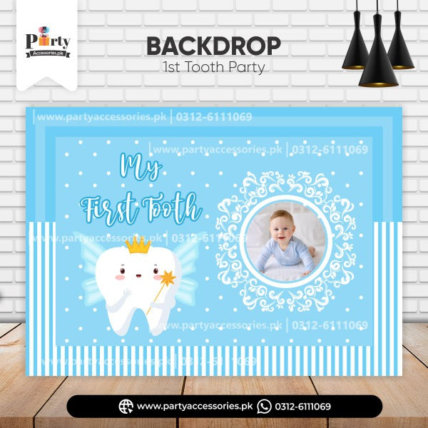 First tooth party backdrop customized