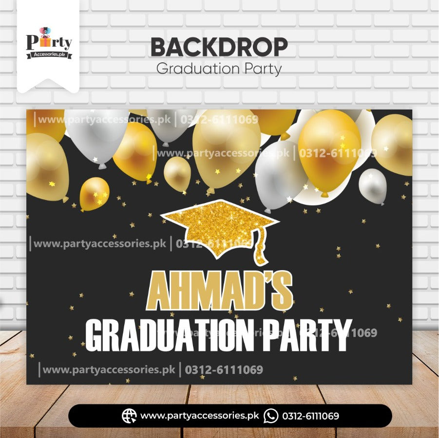 Graduation party backdrop Customized with your name – PartyAccessories.pk