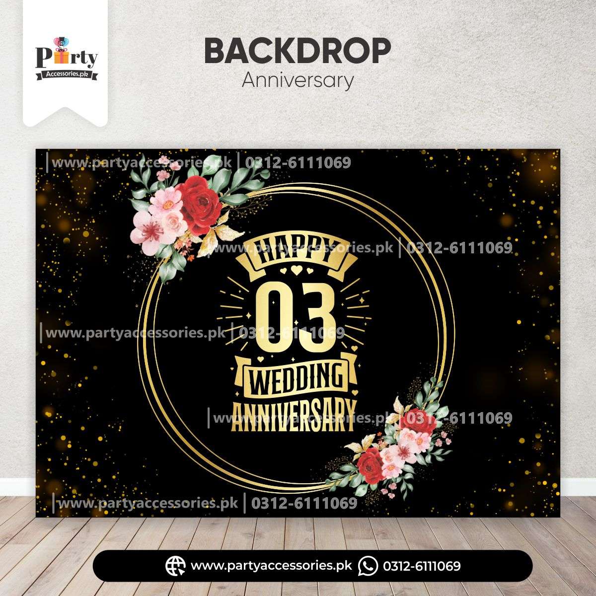 happy anniversary customized backdrop for wall decoration 