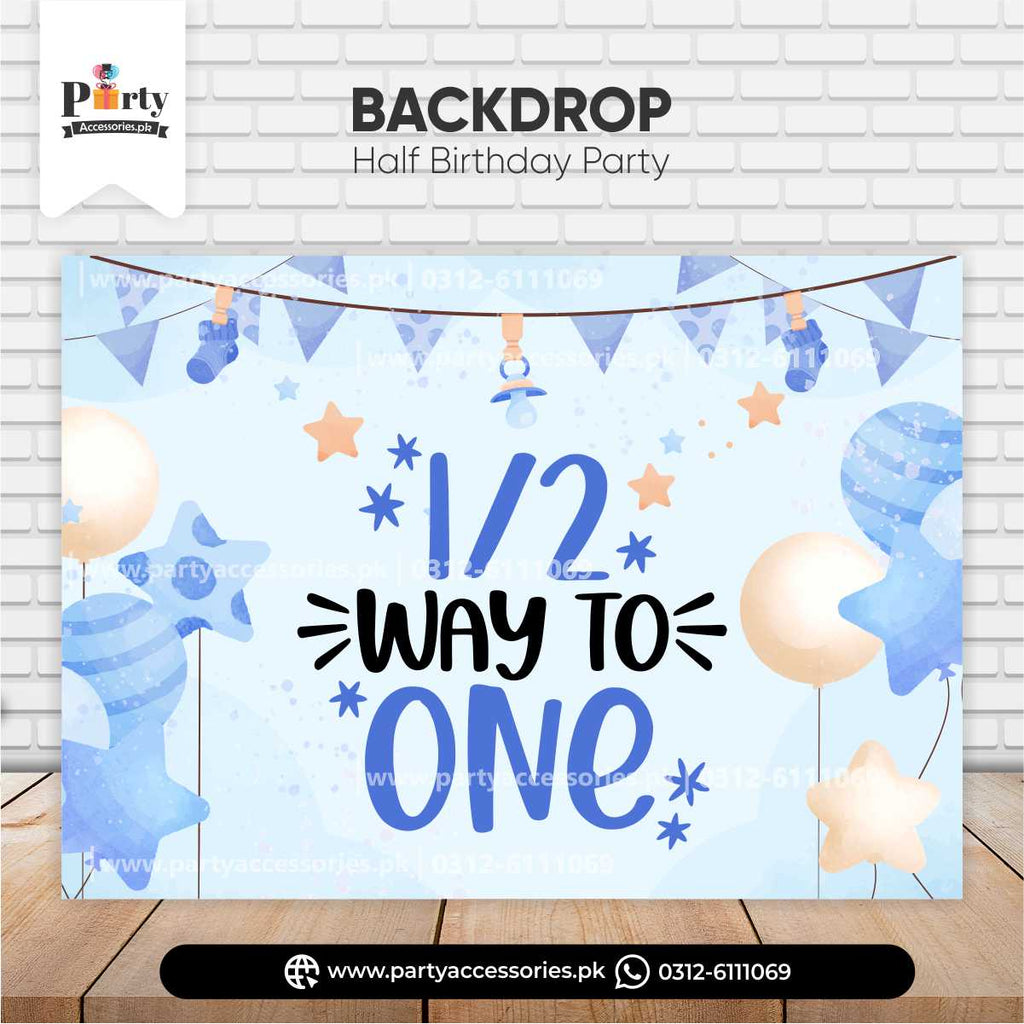 half birthday boy birthday party backdrop 