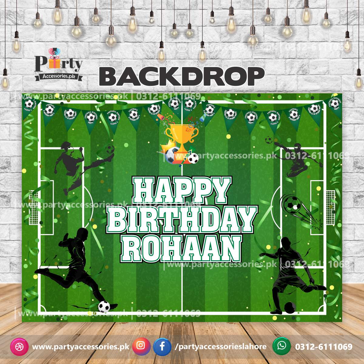 Customized football Theme Birthday Party Backdrop