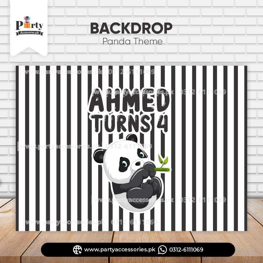 Customized Backdrop for Birthday Party Wall Decoration in Panda Boy Theme