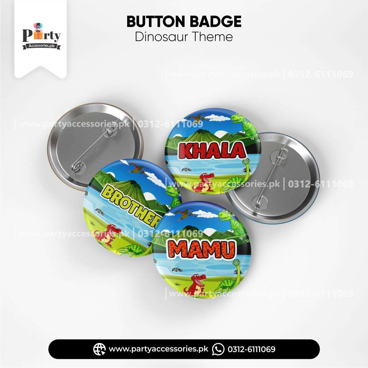 DINOSAUR THEME CUSTOMIZED BUTTON BADGES 