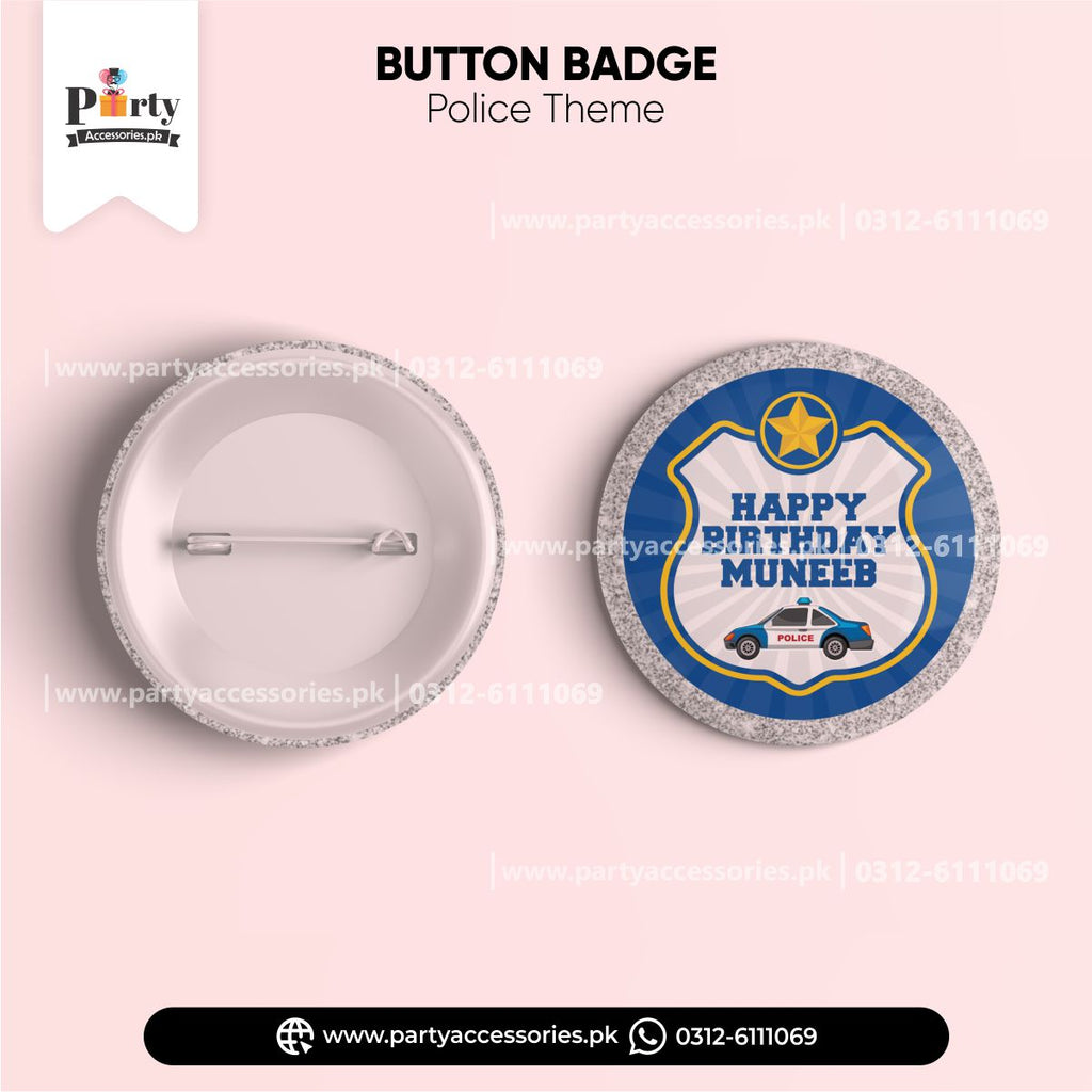 POLICE THEME CUSTOMIZED BUTTON BADGE 