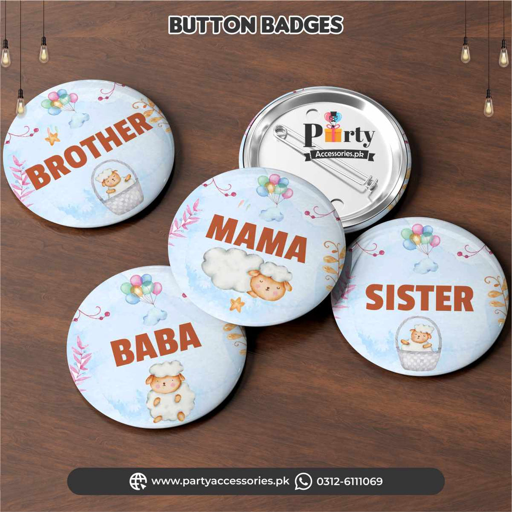 Aqiqah celebration decor | personalized badges [pack of 6] for baby boy aqeeqah