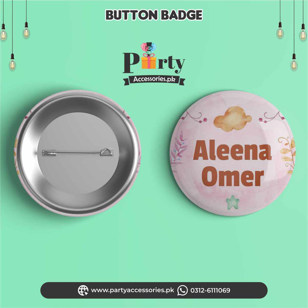 Aqeeqah decorations | customized Button Badge for baby girl aqiqah