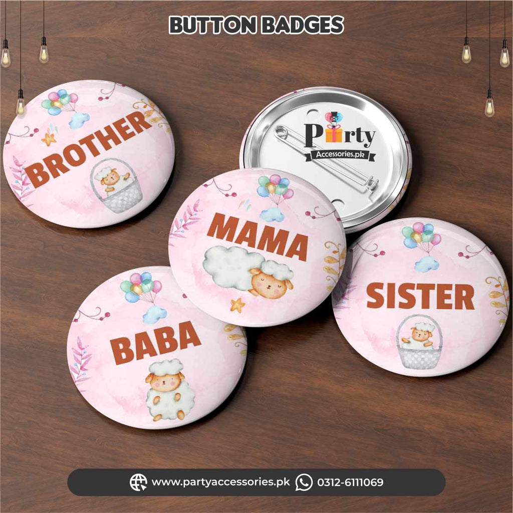 Aqiqah celebration decor | personalized badges for baby girl aqeeqah