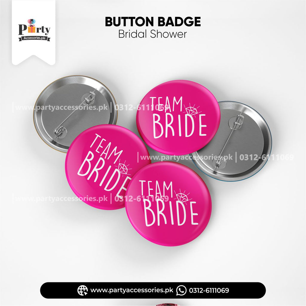 TEAM BRIDE button badges for bridal shower pinterest ideas