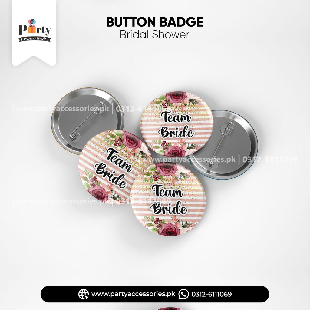 TEAM BRIDE button badges for bridal shower amazon  decoration ideas