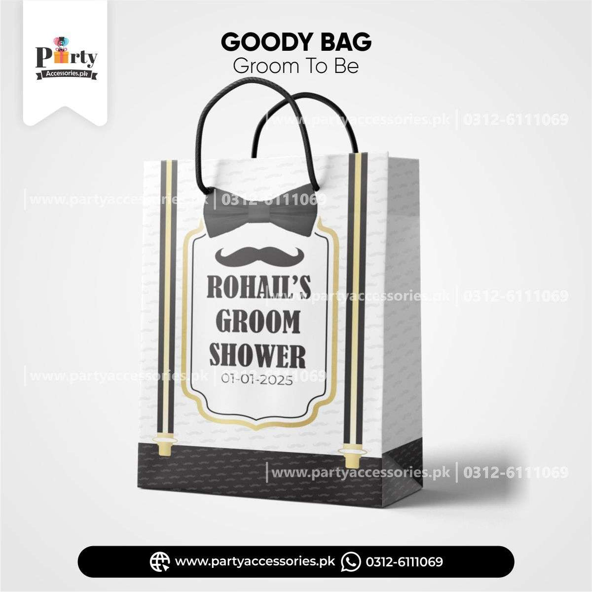 Groom shower theme | Customized Goody Bags / favor bags | 6 pcs