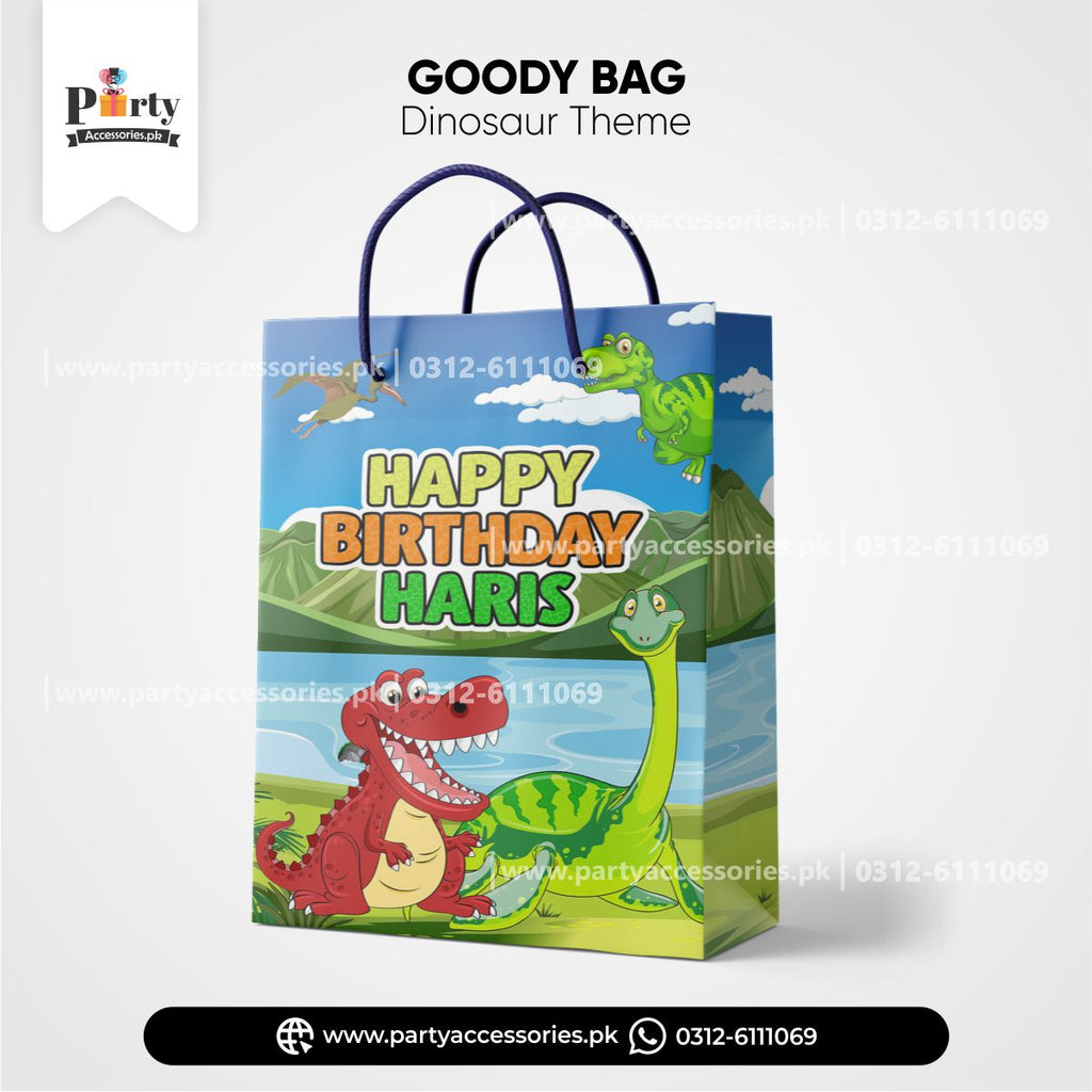 dinosaur theme customized birthday party goody / favor bags 