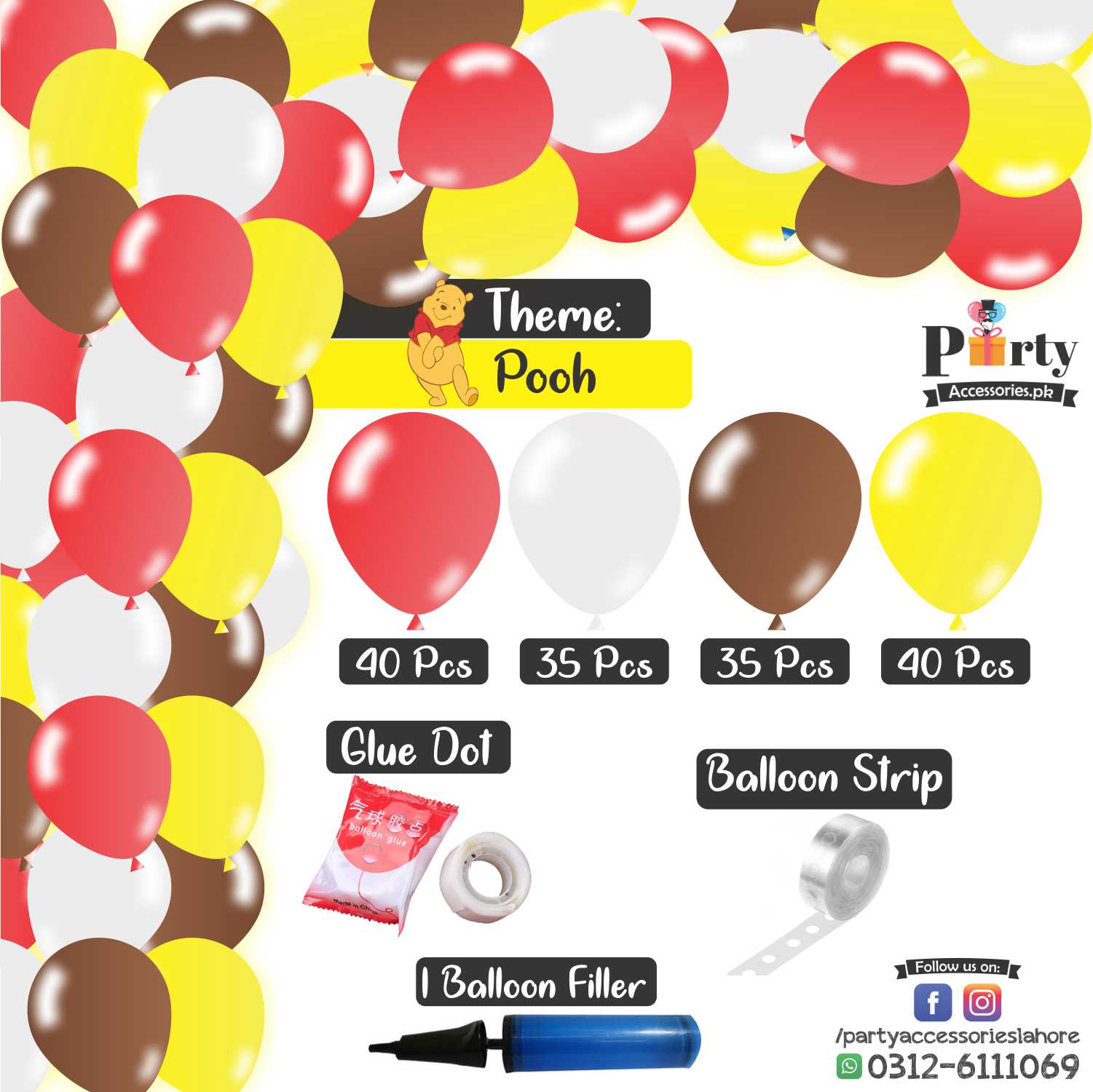 Balloon Arch Set Garland kit 150 balloons in Pooh theme colors
