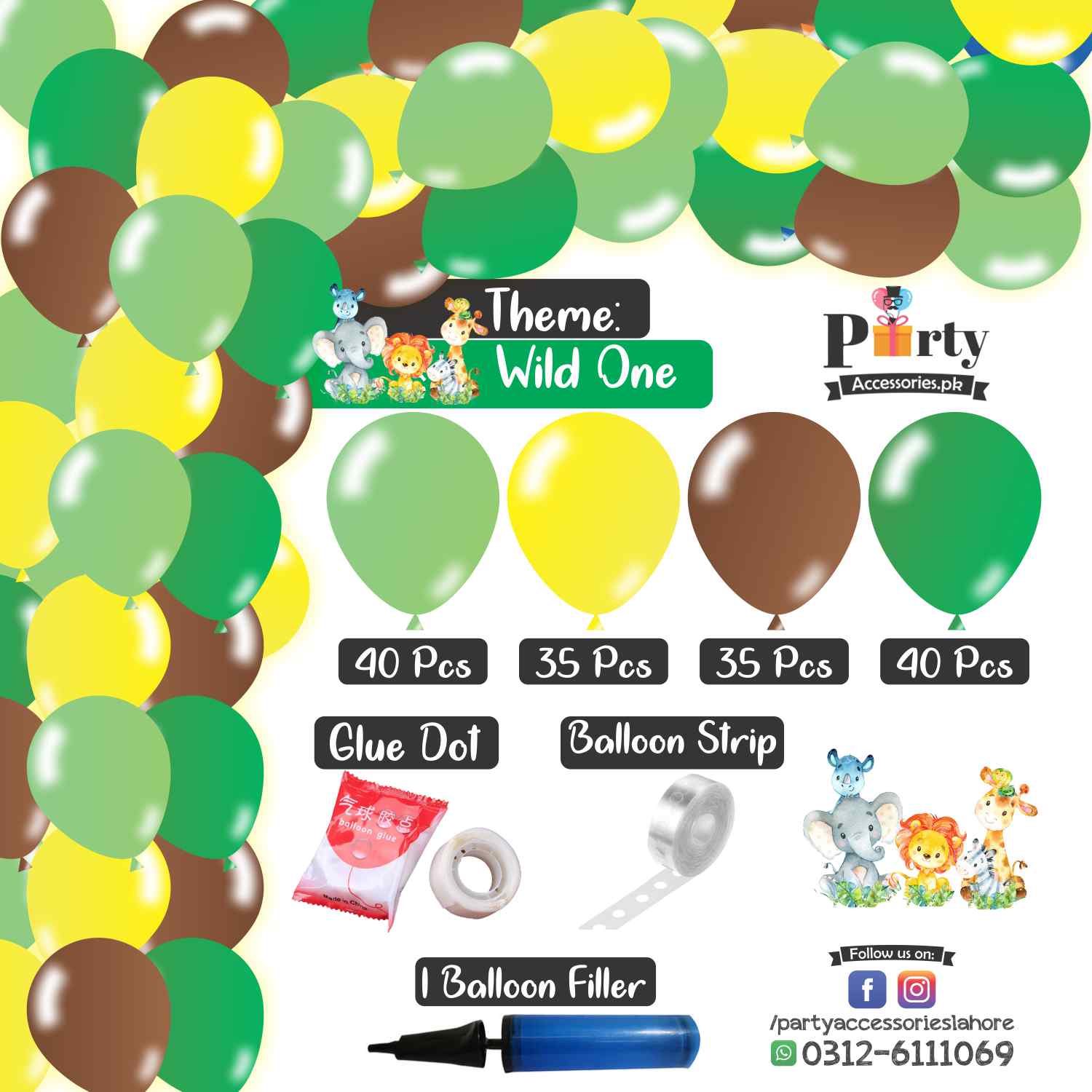 Wild One Theme Birthday Party Arch Balloons Garland Kit of 150 Balloons for Decoration
