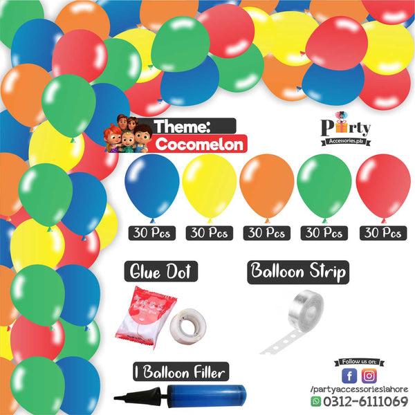Balloon Arch Set Garland kit 150 balloons in cocomelon theme colors