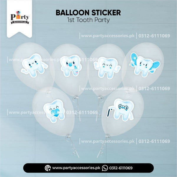 first tooth balloons stickers 
