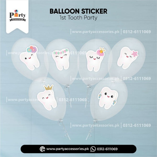 first tooth balloons stickers