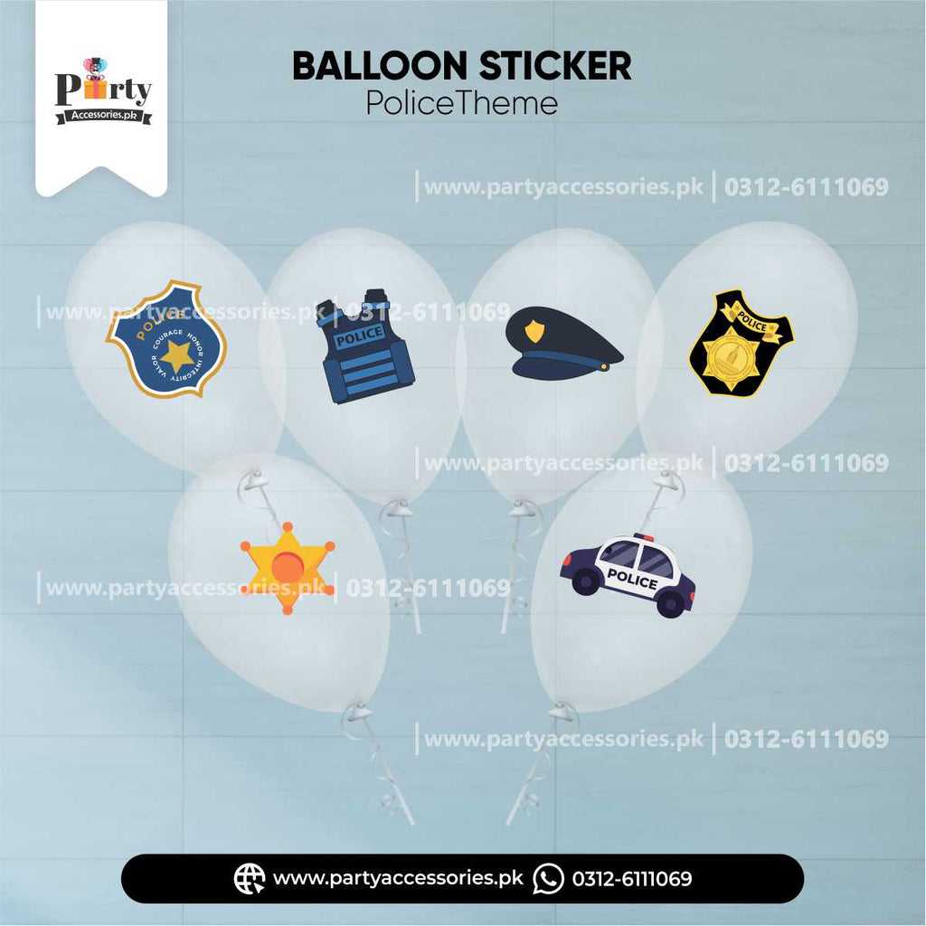 police theme customized balloon stickers with transparent balloons 