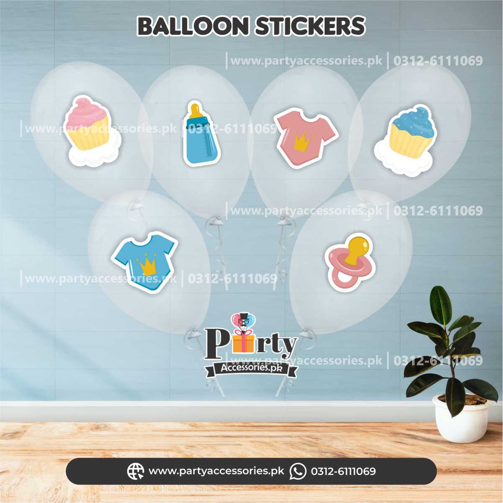 Gender Reveal theme balloons and stickers 