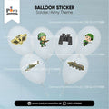 soldier army theme balloons and stickers