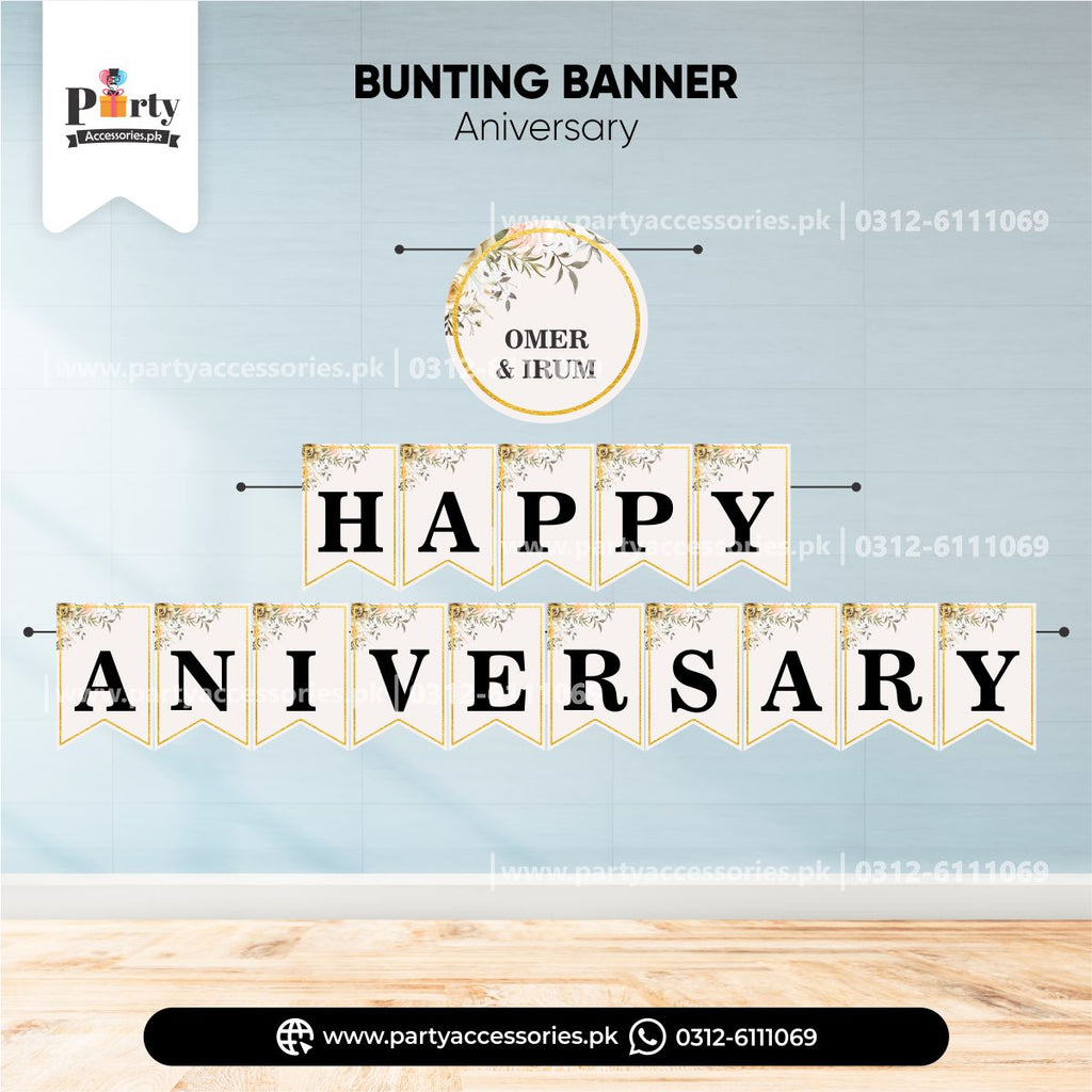 customized happy anniversary bunting  banner 