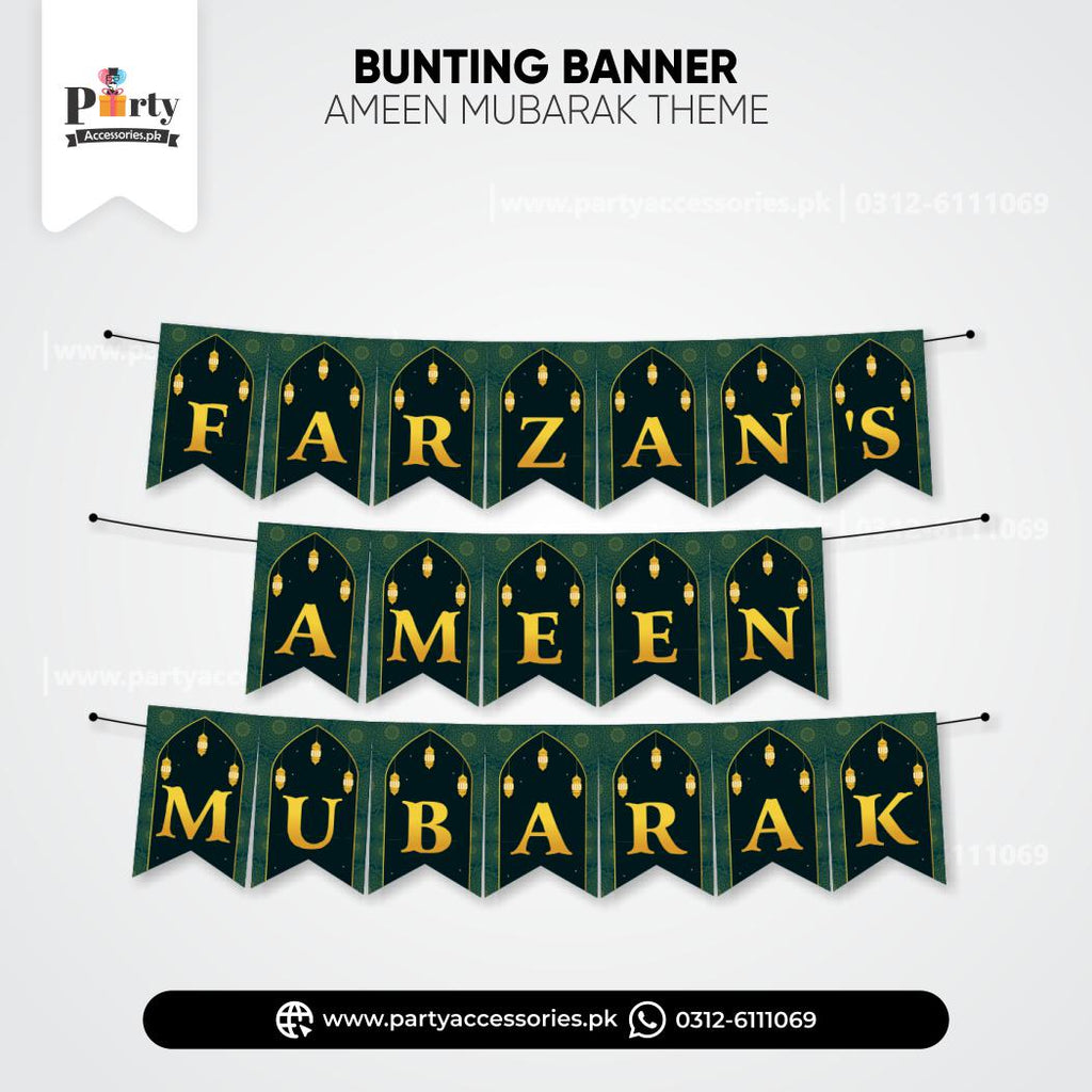 Customized Ameen Mubarak Name Bunting Banner for Wall Decoration